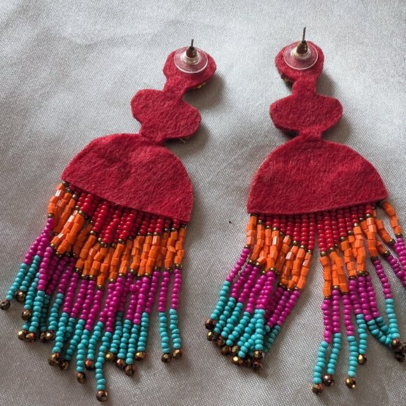 African pattern Beaded cuff bracelet/Earrings - Picture 5 of 7